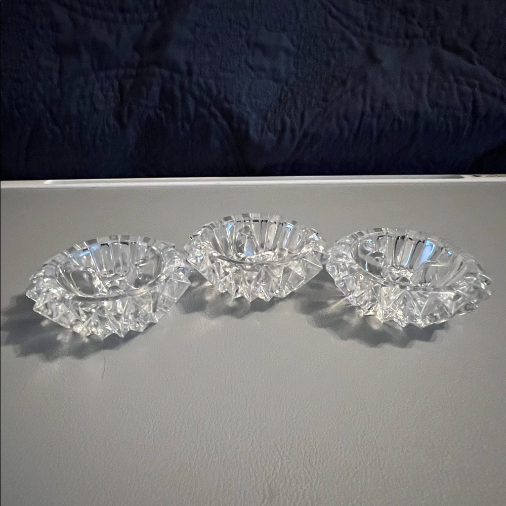 Vintage glass candle stick holder set